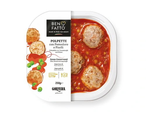 Polpette pomodoro e piselli